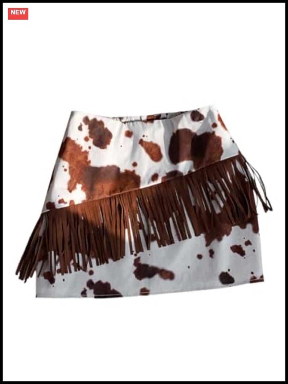 Women's Cow Print Fringe Mini Skirt Western Concert Outfit